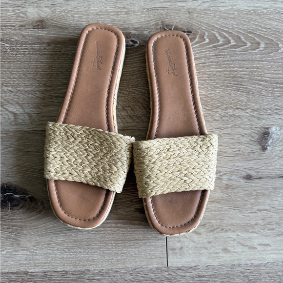 Women's Tan Woven Slide Sandals - Picture 1 of 1